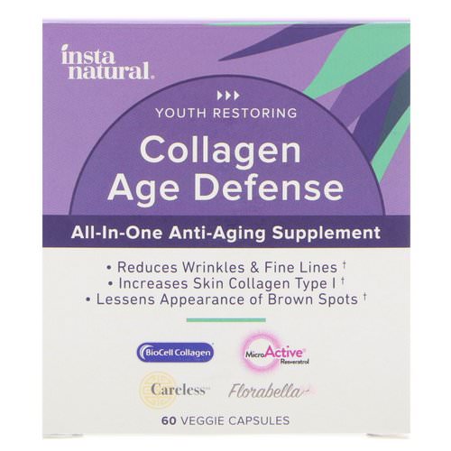 InstaNatural, Collagen Age Defense, All-In-One Anti-Aging Supplement, 60 Veggie Capsules Review