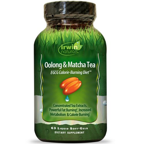Irwin Naturals, Oolong & Matcha Tea, EGCG Calorie-Burning Diet, 63 Liquid Soft-Gels Review