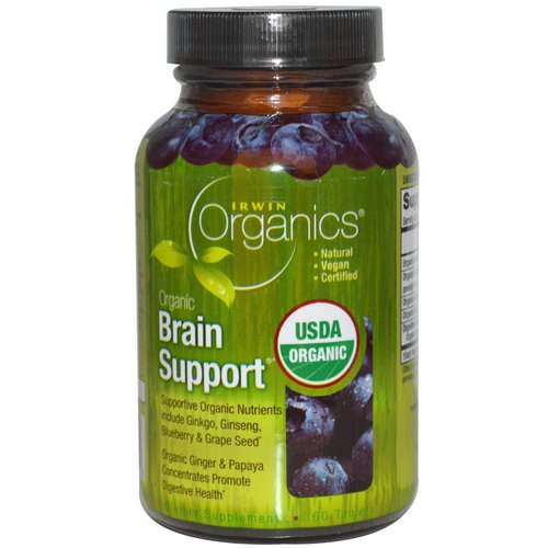 Irwin Naturals, Organics, Brain Support, 60 Tablets Review