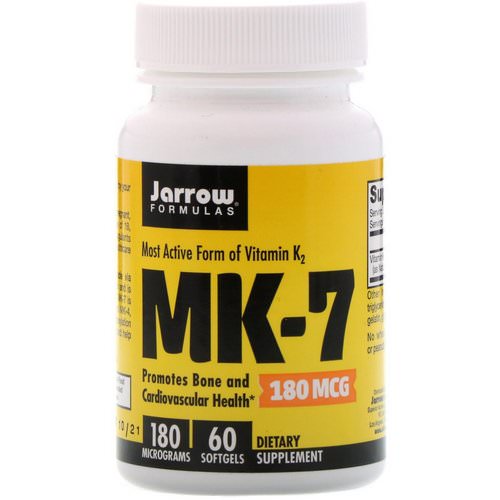 Jarrow Formulas, MK-7, Most Active Form of Vitamin K2, 180 mcg, 60 Softgels Review