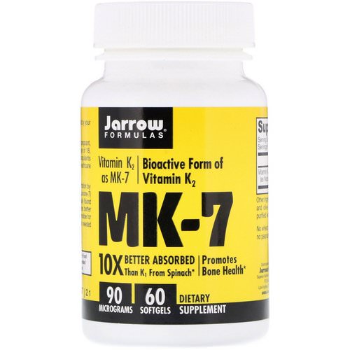 Jarrow Formulas, MK-7, Vitamin K2 as MK-7, 90 mcg, 60 Softgels Review