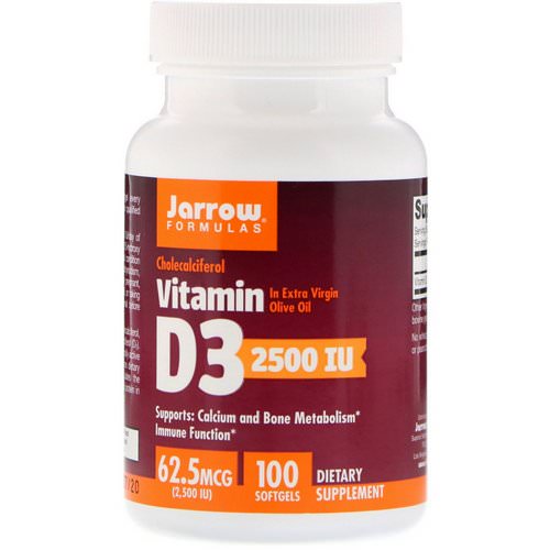 Jarrow Formulas, Vitamin D3, Cholecalciferol, 2,500 IU, 100 Softgels Review