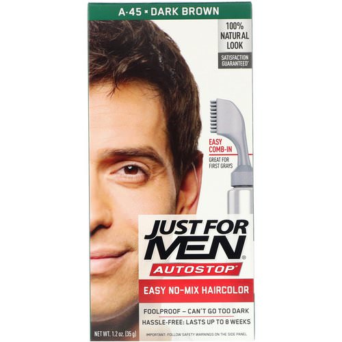 Just for Men, Autostop Men's Hair Color, Dark Brown A-45, 1.2 oz (35 g) Review