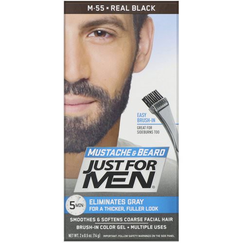 Just for Men, Mustache & Beard, Brush-In Color Gel, Real Black M-55, 2 x 0.5 oz (14 g) Review