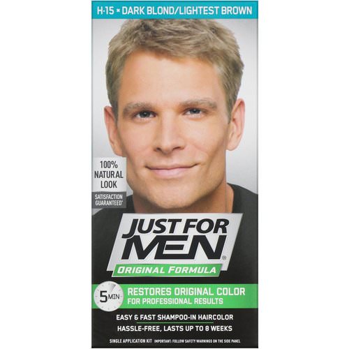 Just for Men, Original Formula Men's Hair Color, Dark Blond/Lightest Brown H-15, Single Application Kit Review