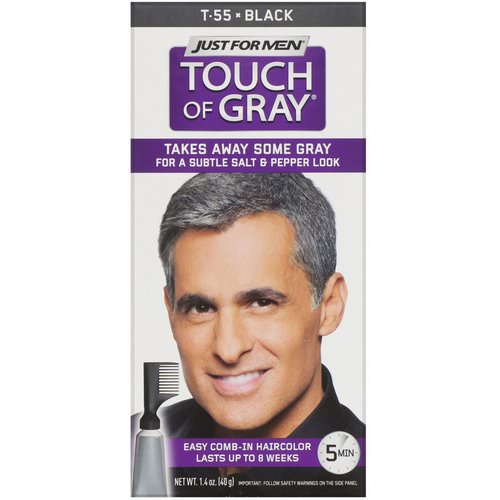 Just for Men, Touch of Gray, Comb-In Hair Color, Black T-55, 1.4 oz (40 g) Review
