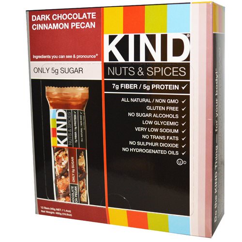 KIND Bars, Nuts & Spices, Dark Chocolate Cinnamon Pecan, 12 Bars, 1.4 oz (40 g) Review