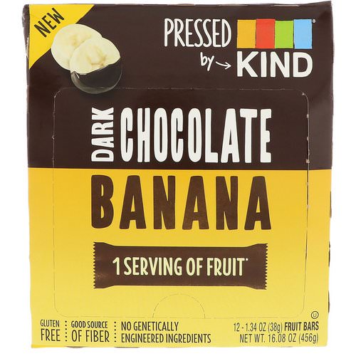 KIND Bars, Pressed by KIND, Dark Chocolate Banana, 12 Fruit Bars, 1.35 oz (38 g) Each Review