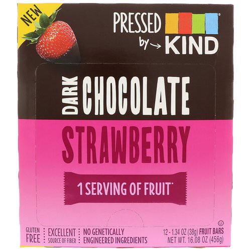KIND Bars, Pressed by KIND, Dark Chocolate Strawberry, 12 Fruit Bars, 1.34 oz (38 g) Each Review