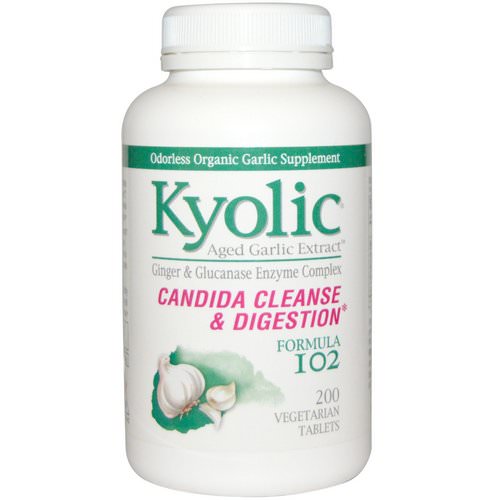 Kyolic, Aged Garlic Extract, Candida Cleanse & Digestion, Formula 102, 200 Vegetarian Tabs Review