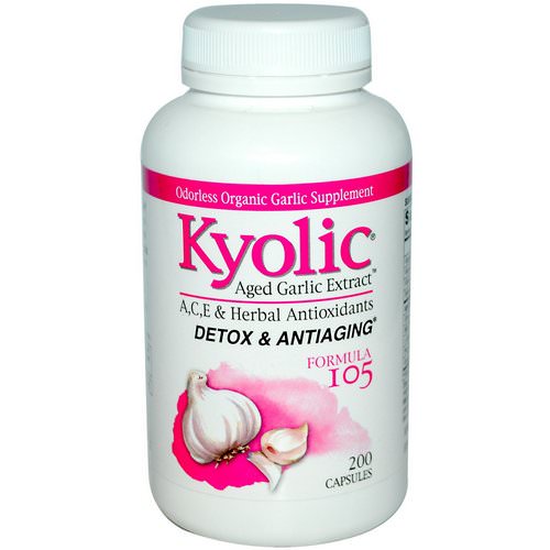 Kyolic, Aged Garlic Extract, Detox & Anti-Aging, Formula 105, 200 Capsules Review