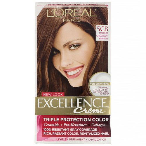 L'Oreal, Excellence Creme, Triple Protection Color, 5CB Medium Chestnut Brown, 1 Application Review