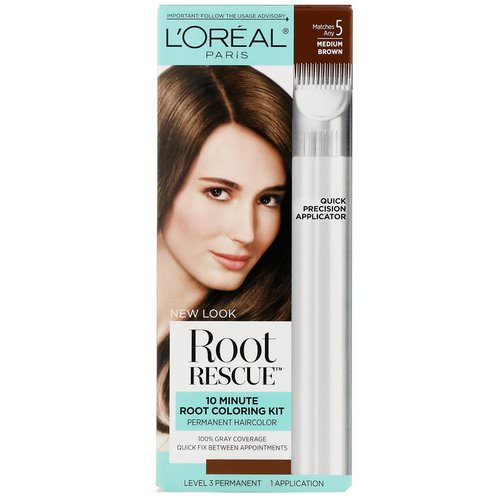 L'Oreal, Root Rescue, 10 Minute Root Coloring Kit, 5 Medium Brown, 1 Application Review