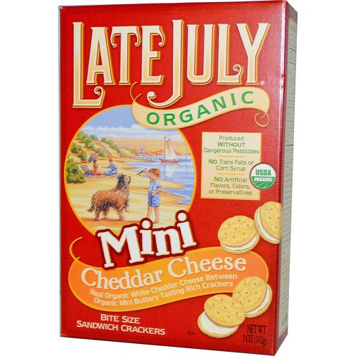 Late July, Organic Mini Bite Size Sandwich Crackers, Cheddar Cheese, 5 oz (142 g) Review