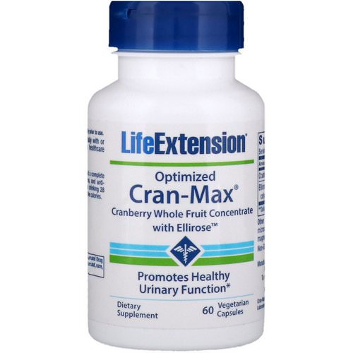 Life Extension, Optimized Cran-Max, Cranberry Whole Fruit Concentrate with Ellirose, 60 Vegetarian Capsules Review