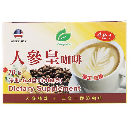 Longreen, 4 in 1 Ginseng Coffee, 10 Sachets, 6.4 oz (182 g) Review
