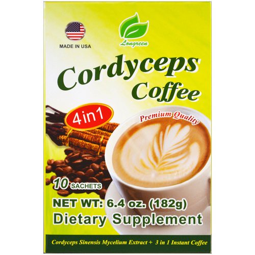 Longreen, 4 in 1 Cordyceps Coffee, 10 Sachets, 6.4 oz (182 g) Review