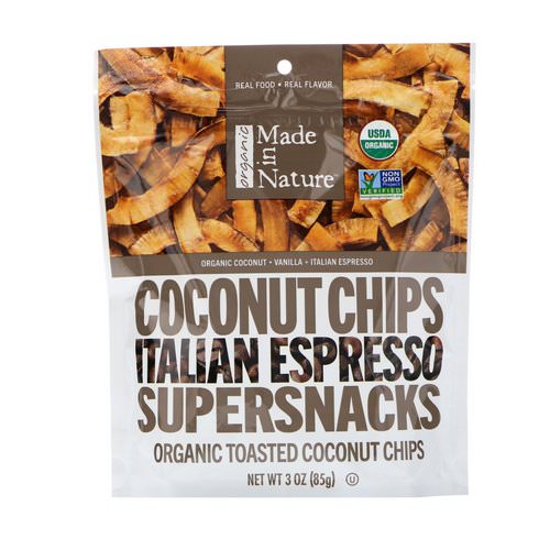 Made in Nature, Organic Coconut Chips, Italian Espresso Supersnacks, 3.0 oz (85 g) Review