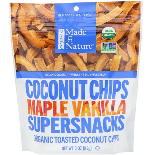 Made in Nature, Organic Coconut Chips, Maple Vanilla Supersnacks, 3 oz (85 g) Review