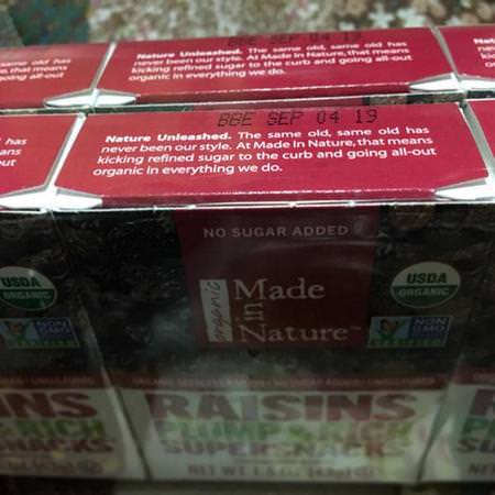 Made in Nature, Organic Dried Raisins, Plump & Rich Supersnacks, 6 Pack, 1.5 oz (42 g) Each Review