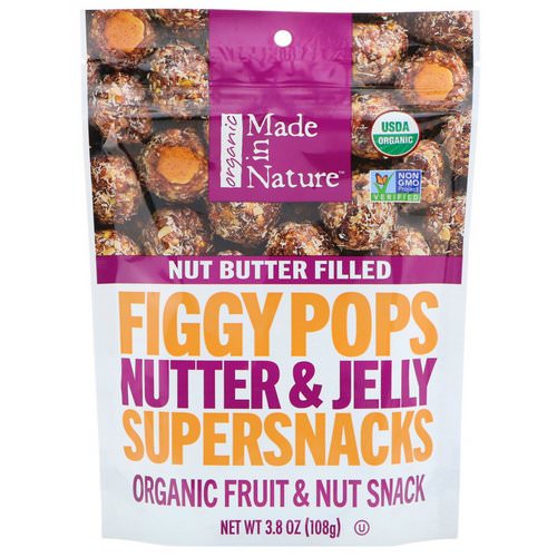 Made in Nature, Organic Figgy Pops, Nutter & Jelly Supersnacks, 3.8 oz (108 g) Review
