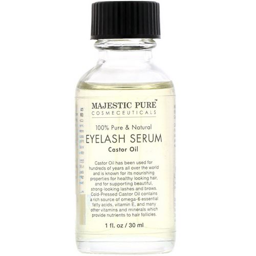 Majestic Pure, Eyelash Serum, 100% Pure & Natural, Castor Oil, 1 fl oz (30 ml) Review