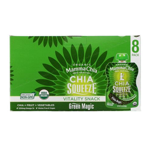 Mamma Chia, Chia Squeeze Vitality Snack, Green Magic, 8 Squeeze, 3.5 oz (99 g) Each Review