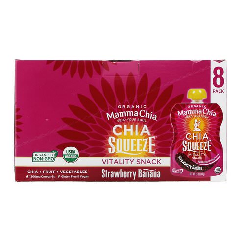 Mamma Chia, Organic Chia Squeeze Vitality Snack, Strawberry Banana, 8 Squeeze, 3.5 oz (99 g) Each Review