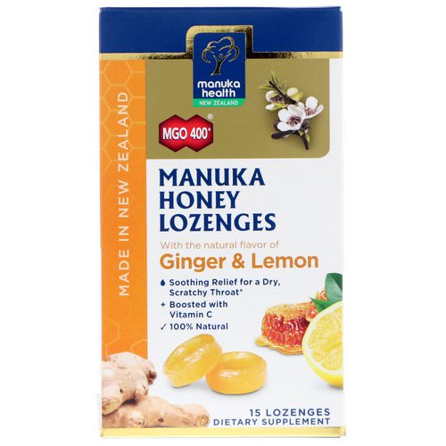 Manuka Health, Manuka Honey Lozenges, MGO 400+, Ginger & Lemon, 15 Lozenges Review