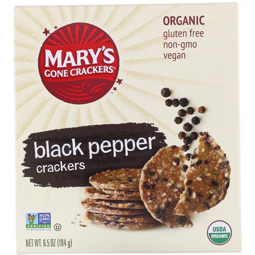 Mary's Gone Crackers, Black Pepper Crackers, 6.5 oz (184 g) Review