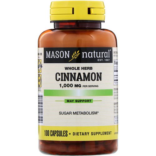 Mason Natural, Cinnamon, 1000 mg, 100 Capsules Review