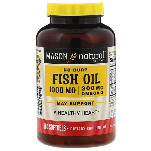 Mason Natural, Fish Oil, 1000 mg, 180 Softgels Review