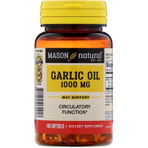 Mason Natural, Garlic Oil, 1000 mg, 100 Softgels Review