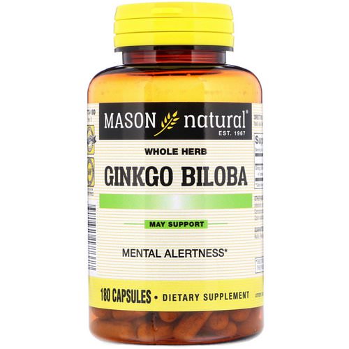 90, Health Care Mason Natural Gingko Biloba 500 MG Herbal Supplement Capsules 