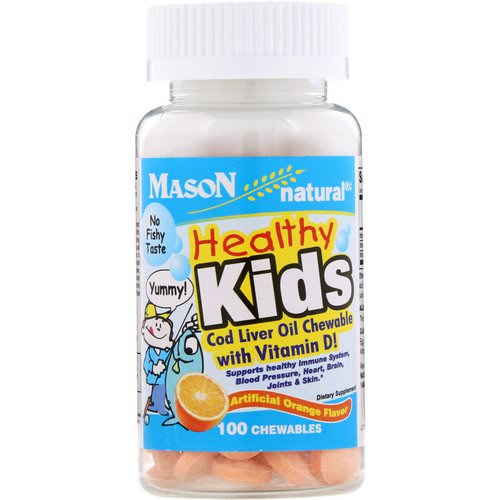 Mason Natural, Healthy Kids Cod Liver Oil Chewable with Vitamin D, Artificial Orange Flavor, 100 Chewables Review