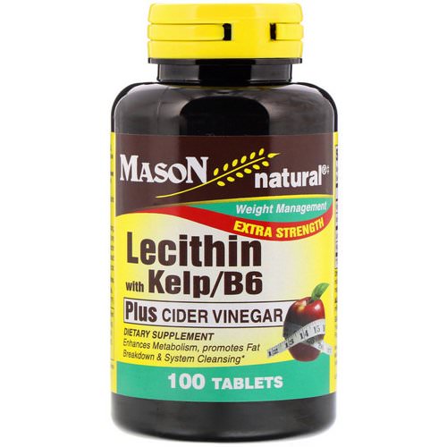 Mason Natural, Lecithin with Kelp/B6, Plus Cider Vinegar, Extra Strength, 100 Tablets Review
