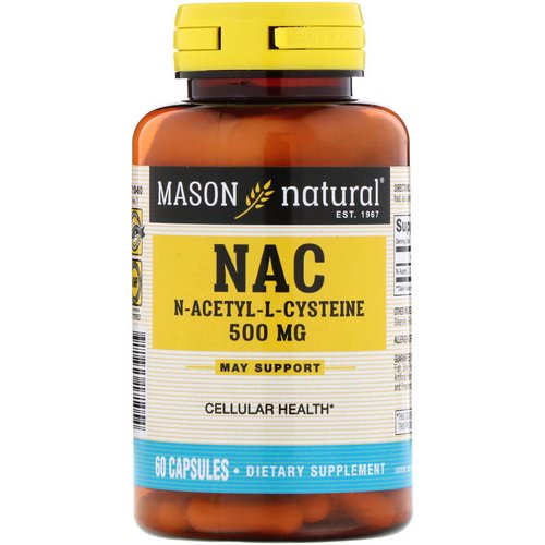 Mason Natural, NAC N-Acethyl-L-Cysteine, 500 mg, 60 Capsules Review