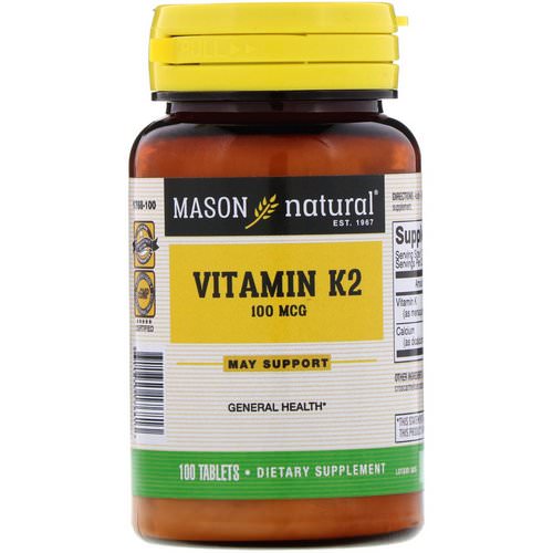 Mason Natural, Vitamin K2, 100 mcg, 100 Tablets Review