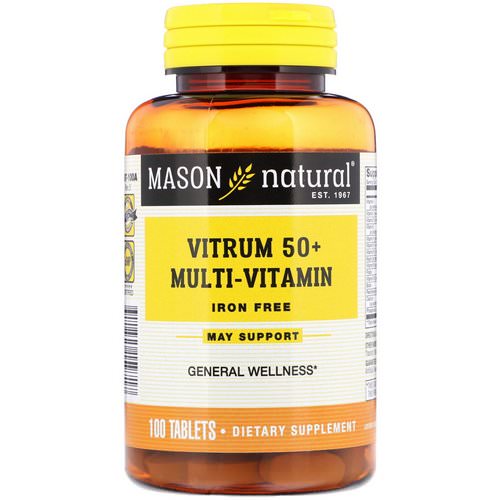 Mason Natural, Vitrum 50+ Multi-Vitamin, Iron-Free, 100 Tablets Review