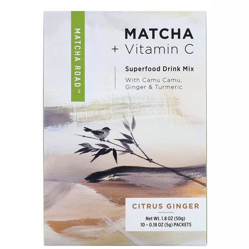 Matcha Road, Matcha + Vitamin C, Superfood Drink Mix, Citrus Ginger, 10 Packets, 0.18 oz (5 g) Each Review