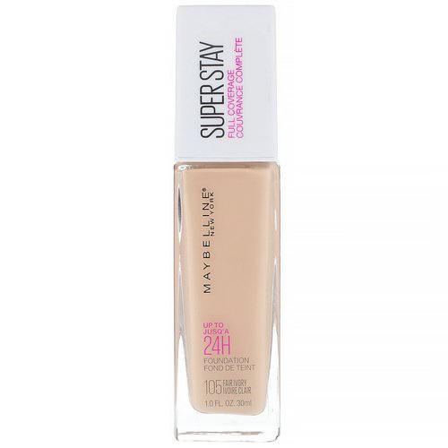 Maybelline, Super Stay, Full Coverage Foundation, 105 Fair Ivory, 1 fl oz (30 ml) Review