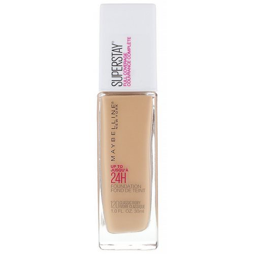 Maybelline, Super Stay, Full Coverage Foundation, 120 Classic Ivory, 1 fl oz (30 ml) Review