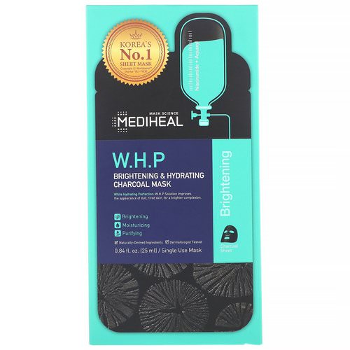 Mediheal, W.H.P, Brightening & Hydrating Charcoal Mask, 5 Sheets, 0.84 fl oz (25 ml) Each Review