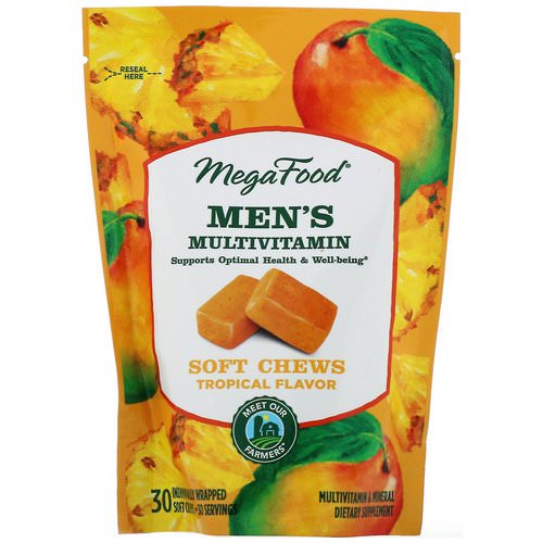MegaFood, Men's Multivitamin Soft Chews, Tropical Flavor, 30 Individually Wrapped Soft Chews Review