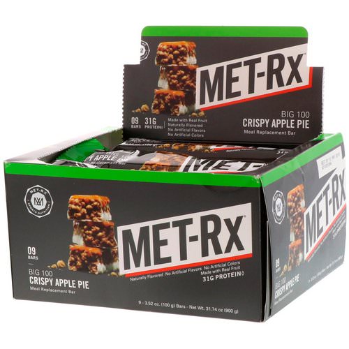 MET-Rx, Big 100, Meal Replacement Bar, Crispy Apple Pie, 9 Bars, 3.52 oz (100 g) Each Review