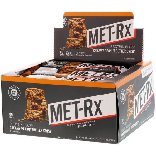 MET-Rx, Protein Plus Bar, Creamy Peanut Butter Crisp, 9 Bars, 3.0 oz (85 g ) Each Review