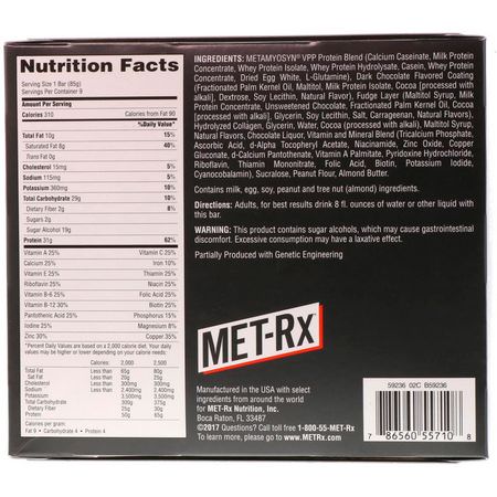 MET-Rx, Whey Protein Bars, Milk Protein Bars