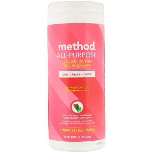 Method, All-Purpose, Naturally Derived Cleaning Wipes, Pink Grapefruit, 30 Wet Wipes Review