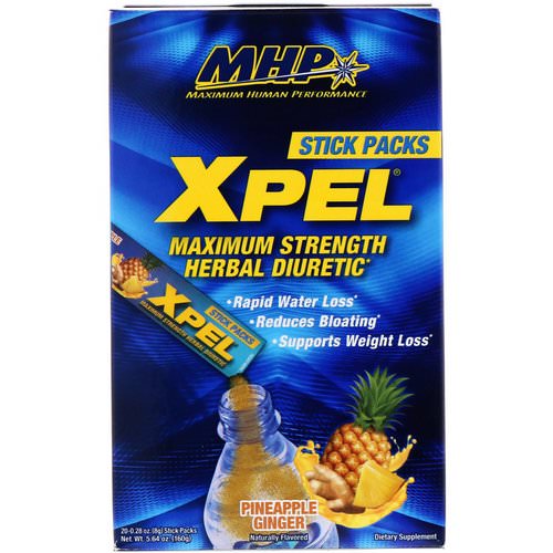 MHP, Xpel, Maximum Strength Herbal Diuretic, Pineapple Ginger, 20 Packs, 0.28 oz (8 g) Review