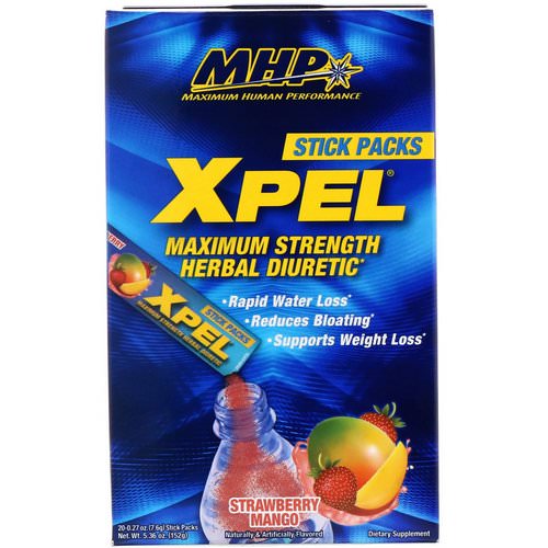 MHP, Xpel, Maximum Strength Herbal Diuretic, Strawberry Mango, 20 Packs, 0.27 oz (7.6 g) Each Review